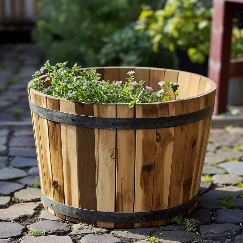 Ronde plantenbak M Kuip Lignum Acacia FSC 46 x 32 cm Naturel