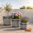 Round planter S Tub Lignum Acacia FSC 37 x 26 cm brushed Gray