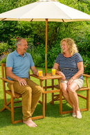 Tuinbank Loveseat Set 2 Persoons Acacia Hout Met Tafel Parasolgat Opvouwbaar 141x61x87 cm