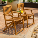 Tuinbank Loveseat Set 2 Persoons Acacia Hout Met Tafel Parasolgat Opvouwbaar 141x61x87 cm