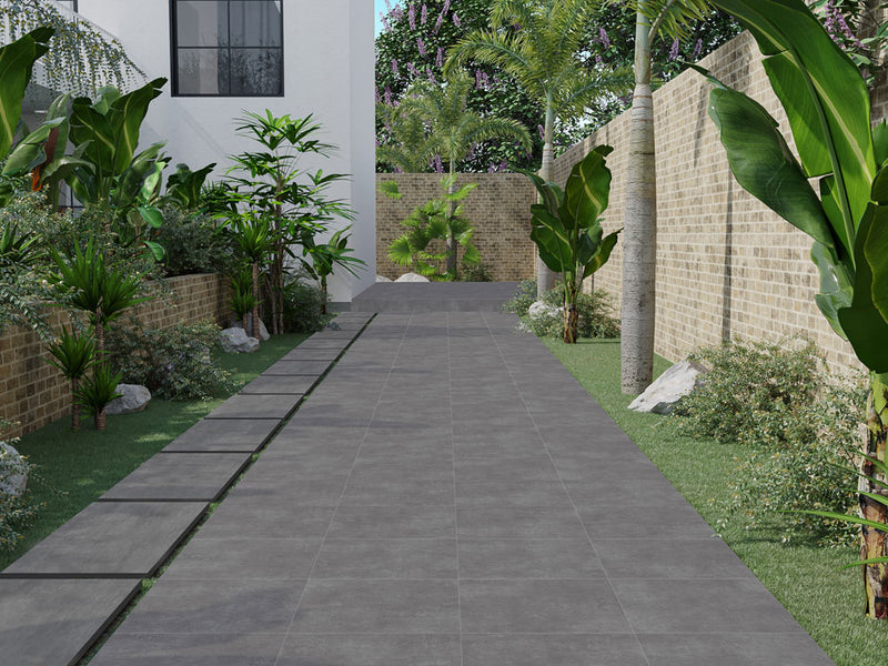 Keramische Tuintegel Ark Antraciet 60x120x2 cm Rechthoek - Porselein Mat Vorstbestendig - Betonlook Voor Buiten