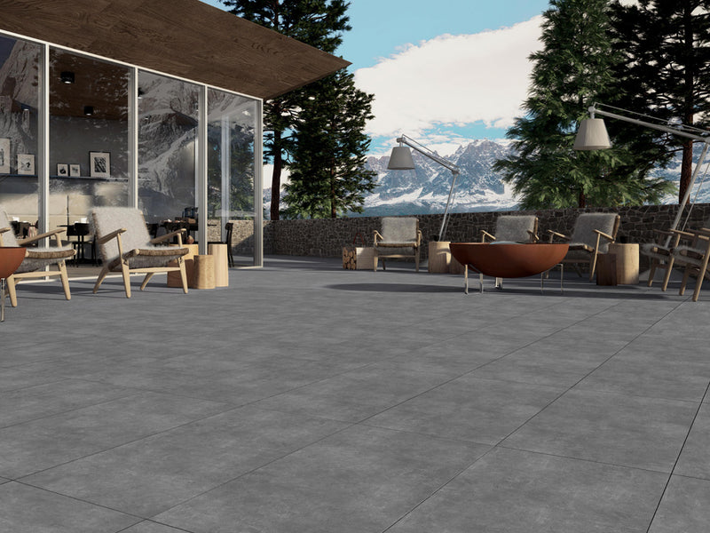 Keramische Tuintegel Ark Antraciet 60x120x2 cm Rechthoek - Porselein Mat Vorstbestendig - Betonlook Voor Buiten