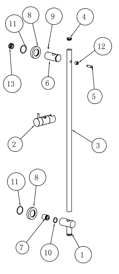 UniMatch glijstang met wateraansluiting 76,5 cm mat zwart