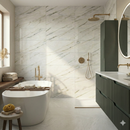 Calacatta Verde Matt Carved Floor Tile 60x120 cm Rectangle – Rectified Ceramic – Marble Look Glossy Veins