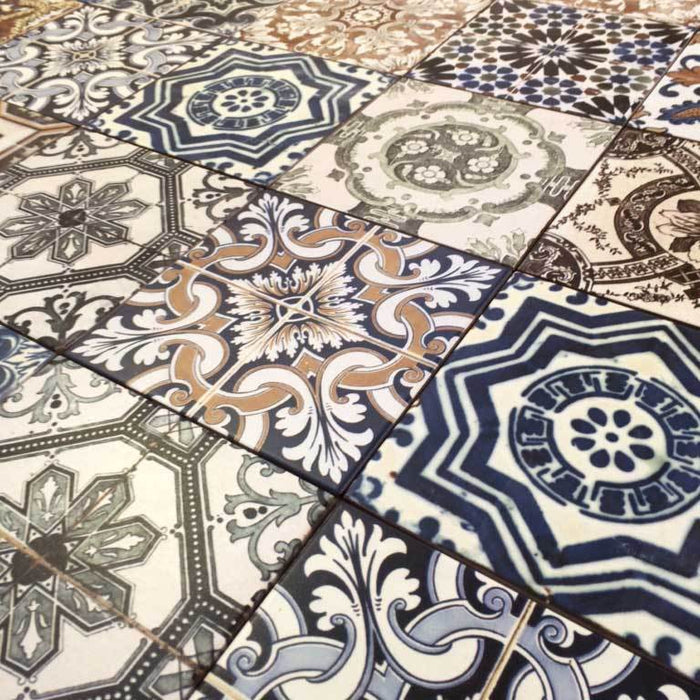 Vloertegel Nikea Mix 20x20 cm Vierkant - Porselein Mat - Victoriaanse & Marokkaanse Patroontegel R10