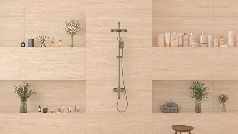 Vloertegel Travertino Roma Sand 60x120 cm Porselein Polished – Zandkleur Marmerachtig