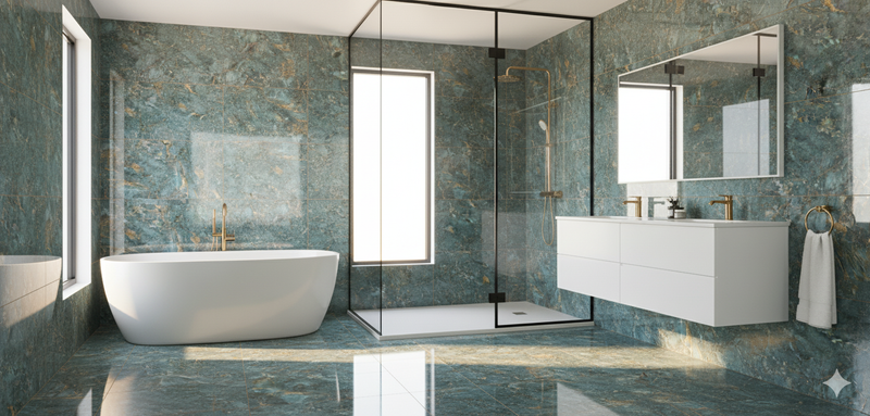 Vloertegel VN Lemurian Blue 60x120 cm hoogglans