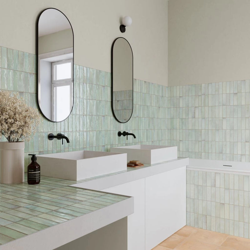 Wandtegel Deco Artis Salvia 32x62,5 cm Rechthoek – Porselein Glans – Waterverf Effecten