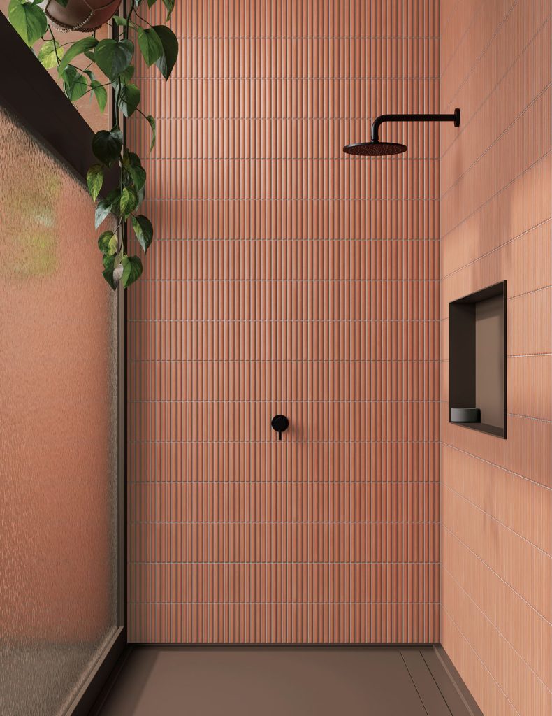 Wandtegel Deco Lingot Coral 32x62,5 cm Rechthoek – Porselein Zijdeglans Vorstbestendig – Warme Terracotta Tint