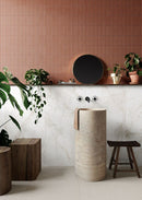 Wandtegel Deco Lingot Coral 32x62,5 cm Rechthoek – Porselein Zijdeglans Vorstbestendig – Warme Terracotta Tint