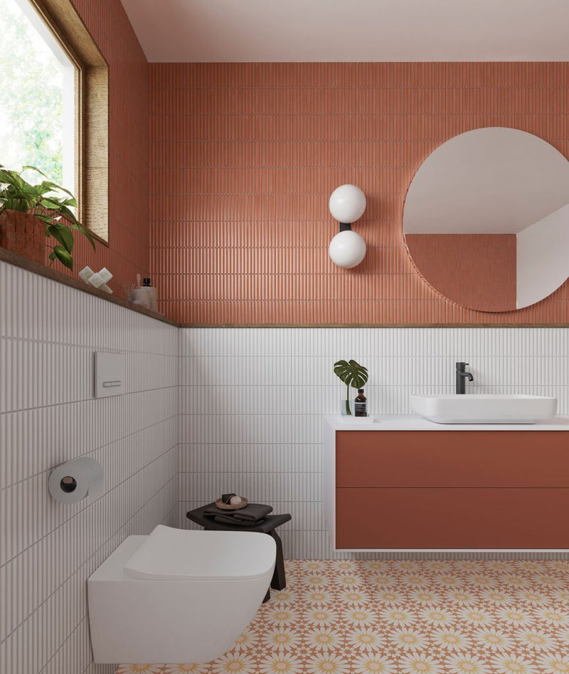 Wandtegel Deco Lingot Coral 32x62,5 cm Rechthoek – Porselein Zijdeglans Vorstbestendig – Warme Terracotta Tint