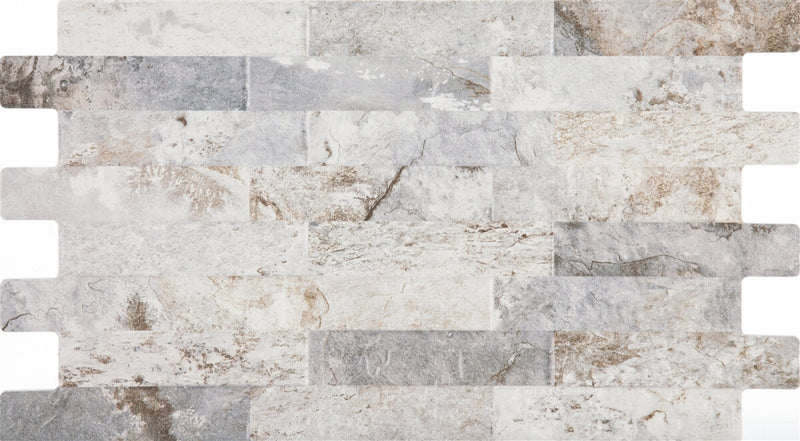 Wandtegel Farilya Beton 25x45 cm Rechthoek – Porselein Mat Interlocking – Steenlook Grijs