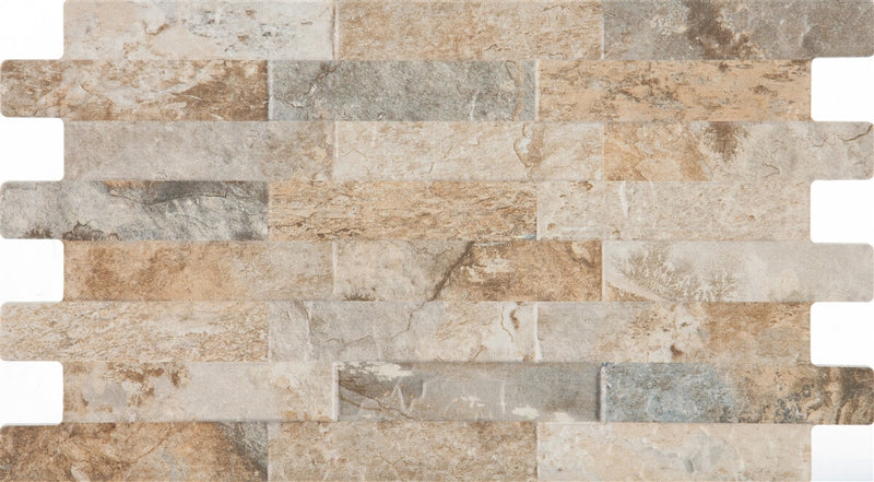 Wandtegel Farilya Gri 25x45 cm Rechthoek – Porselein Mat Interlocking – Steenlook Grijstint