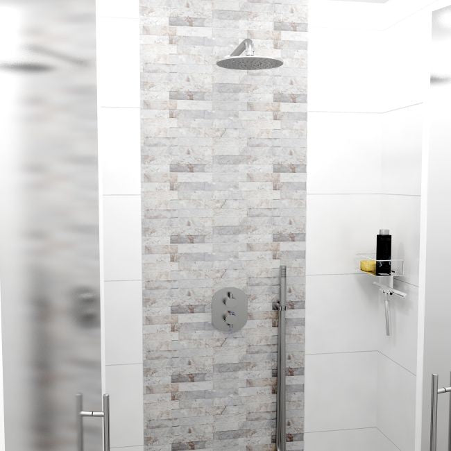 Wandtegel Farilya Beton 25x45 cm Rechthoek – Porselein Mat Interlocking – Steenlook Grijs