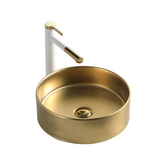 Keramische waskom mat Goud by Rond 36x36x12 cm by L'Aqua®