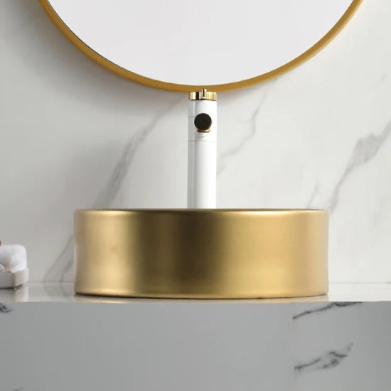 Keramische waskom mat Goud by Rond 36x36x12 cm by L'Aqua®