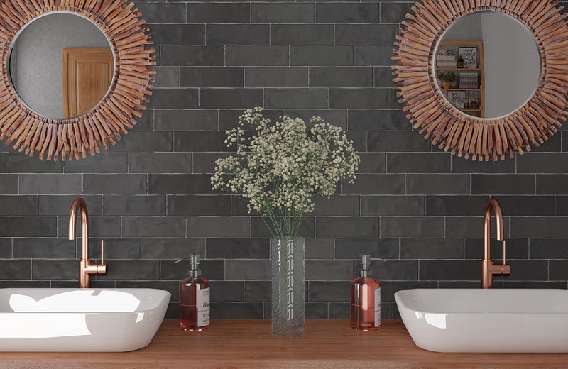 Wandtegel Nolita Noir 6,5x20 cm Porselein Glans – Diep Zwart