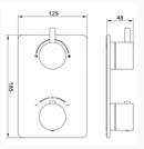 Caral afbouwdeel inbouwthermostaat 2 weg chroom