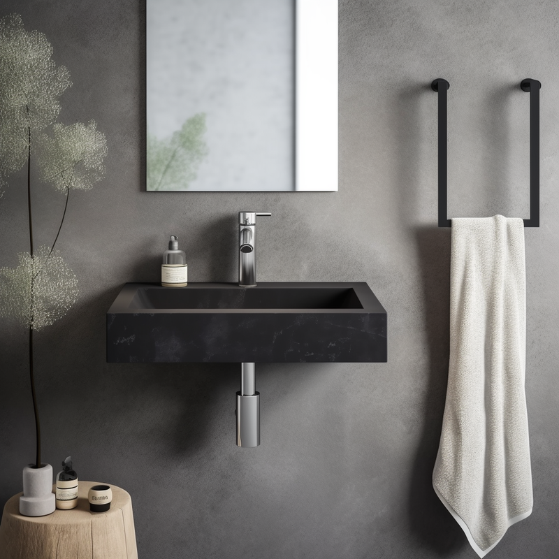 Complete Fonteinset Karl Hardsteen met Chroom Kraan en Afvoerset (37x23,5x7 cm) by L'Aqua®