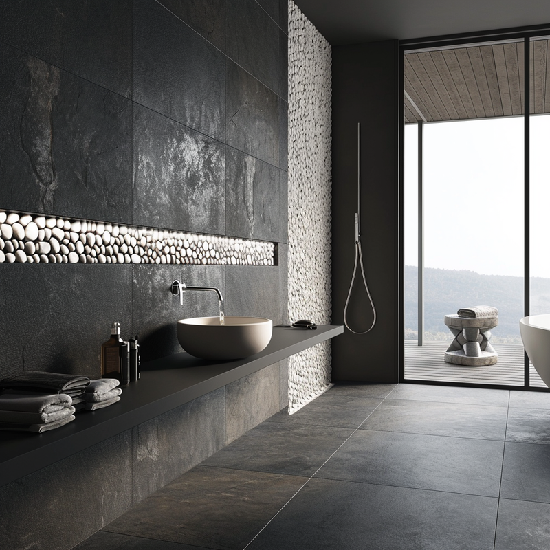 Listello Tevere hardstone mix Keramiek 5,2 x 23 cm wit