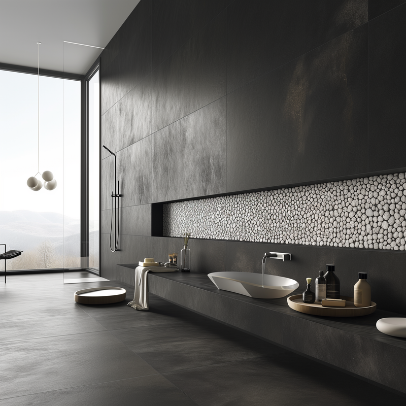 Listello Tevere hardstone mix Keramiek 5,2 x 23 cm wit