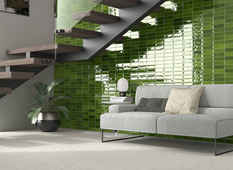 Wandtegel Calpe Olive 5x15 cm glans