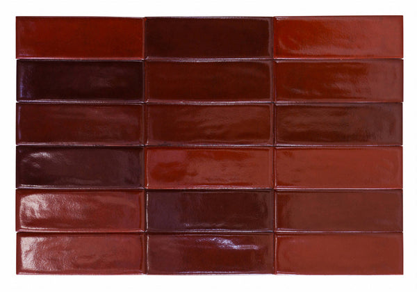Wandtegel Calpe Red 5x15 cm glans