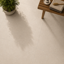 Bovenaanzicht van New Tiles Etna Crema 100 x 100 cm vloertegels met zitbank