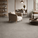 New Tiles Etna Gris 100 x 100 cm in woonkamer met eethoek