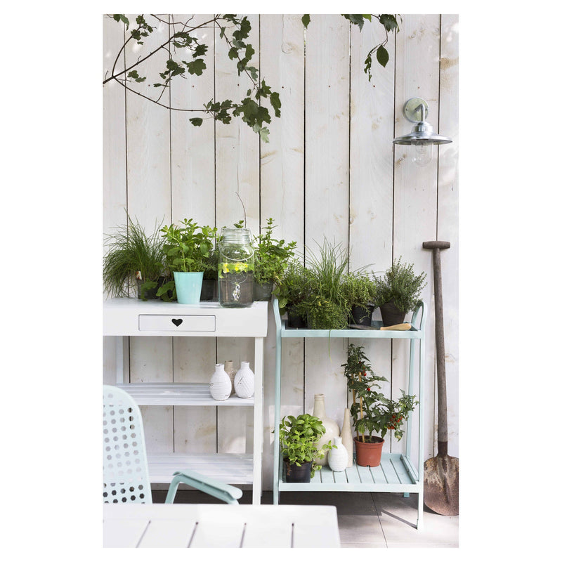 Oppottafel Lignum Wit met Lade Acaciahout 50 x 70 x 90 cm -