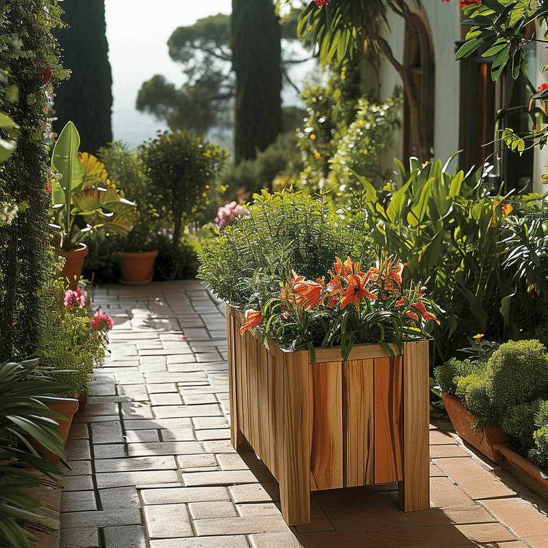 Rechthoekige plantenbak M Lignum Acacia FSC  84 x 40 x 40 cm  Naturel geolied