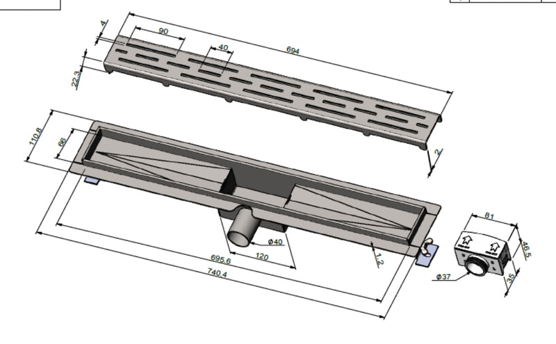 Douchegoot Classic 70 mat wit 1.2mm base/2mm  by L'Aqua®