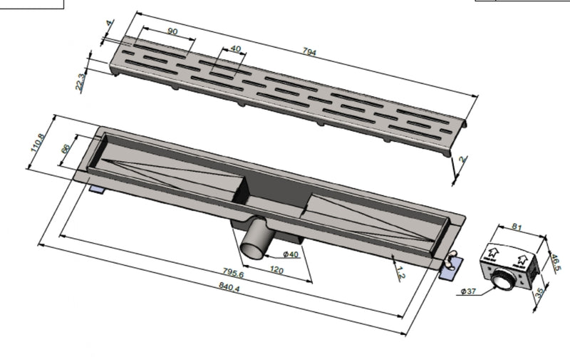 Douchegoot Classic 80 mat wit 1.2mm base/2mm  by L'Aqua®