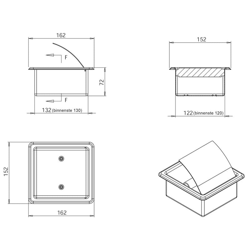 Inbouw toiletrolhouder Gun metal RVS  by L'Aqua®