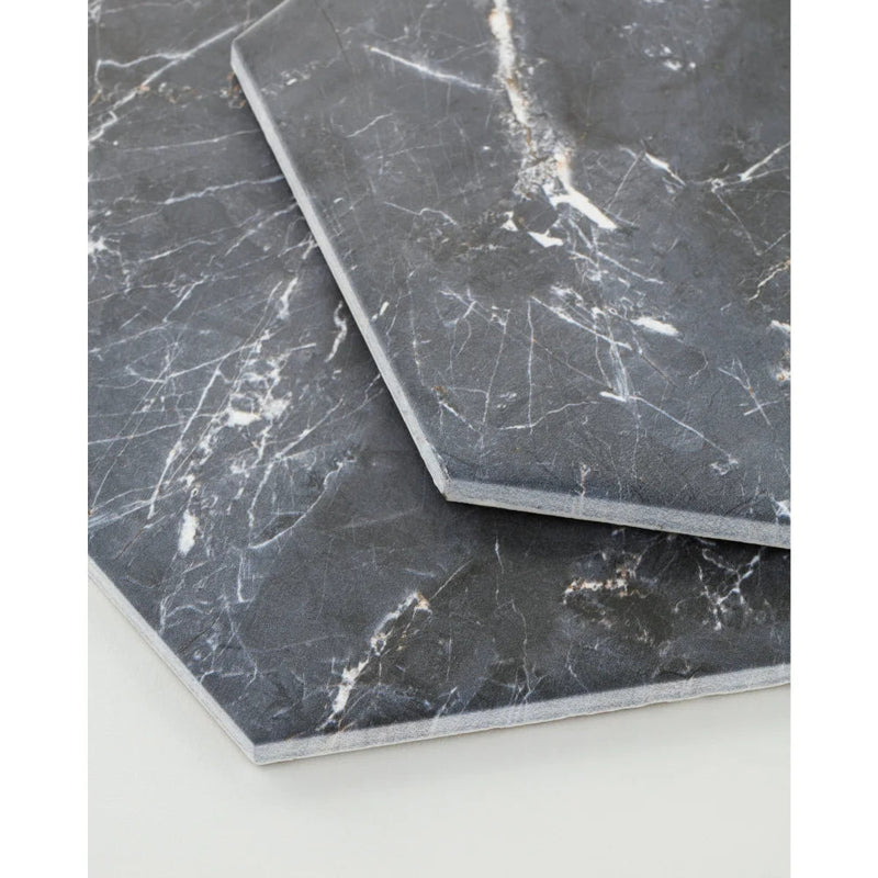 Vloertegel Stream Black Hexa 20x20 cm