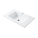 Wonda Square Slim basin, 1 bowl, with overflow, 1 tap hole, artificial marble, 80 × 1.6 × 52.5 cm – Matt white