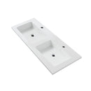 Wonda Square Slim washbasin, 2 bowls, with overflow, 2 tap holes, artificial marble, 120 × 1.6 × 52.5 cm – Matt white