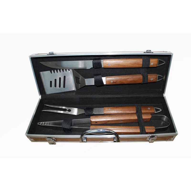 BBQ Hulpstukken koffer S’mart RVS Walnoot hout - Hulpstukken
