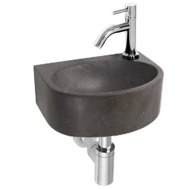 Fonteinset Gustav natuursteen met chroom sifon en kraan -