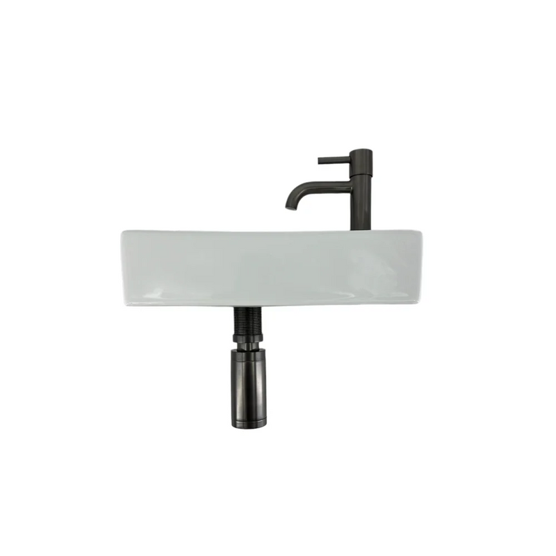 Fonteinset Kaya wit L’aqua Keramisch met Gun metal kraan en