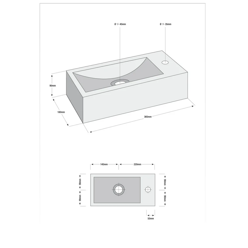 Fonteinset Kaya wit L’aqua Keramisch met Gun metal kraan en