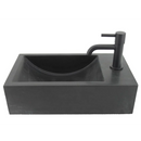 Fonteinset Oskar hardsteen met zwarte kraan en sifon -