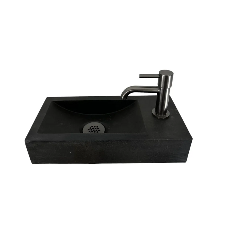 Fonteinset Oskar L’aqua Hardsteen met Gun metal kraan en