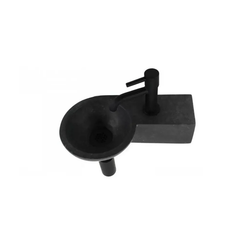 Fonteinset Tomas L’aqua Natuursteen met Zwarte kraan en