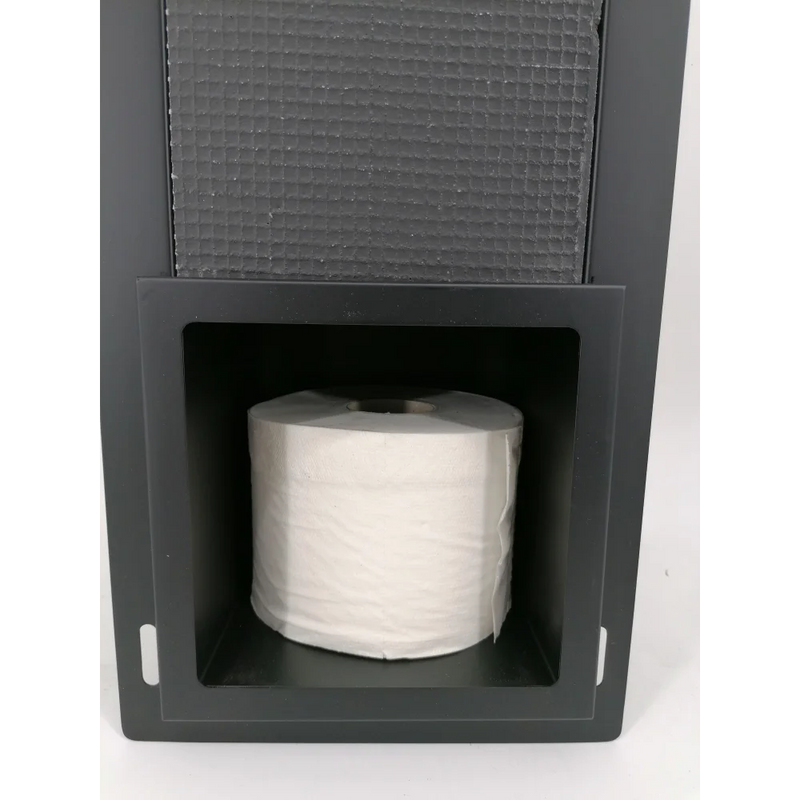 Inbouw toiletrol- & reservehouder RVS mat zwart - Toilet