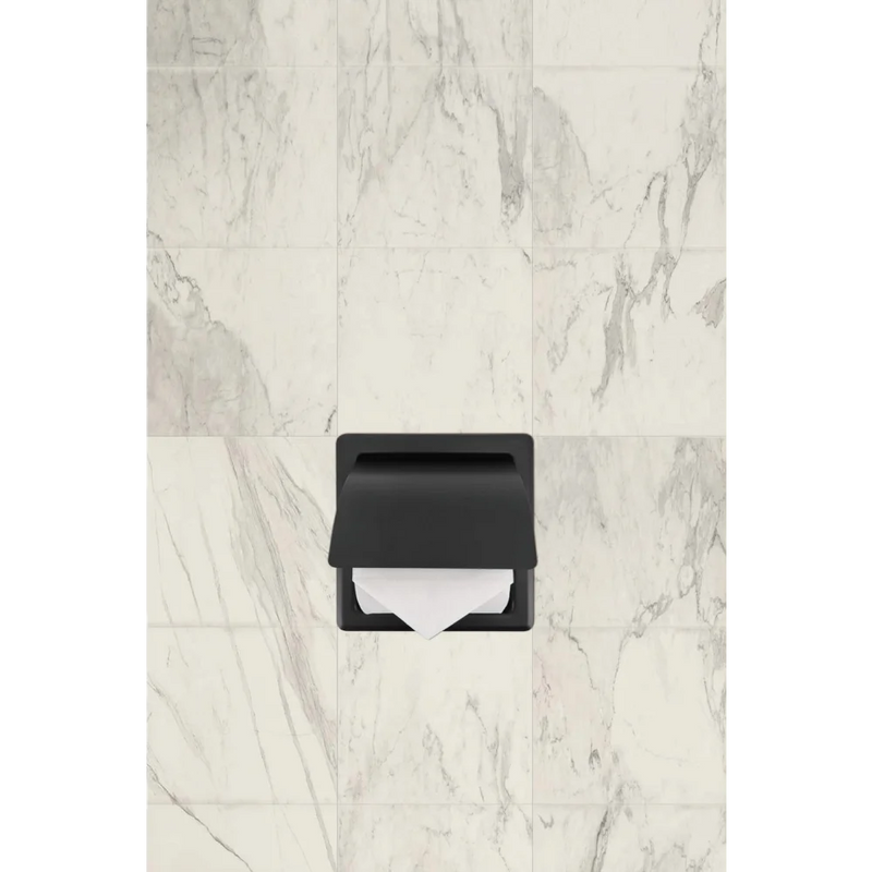 Inbouw toiletrolhouder RVS mat zwart - Toilet accessoires