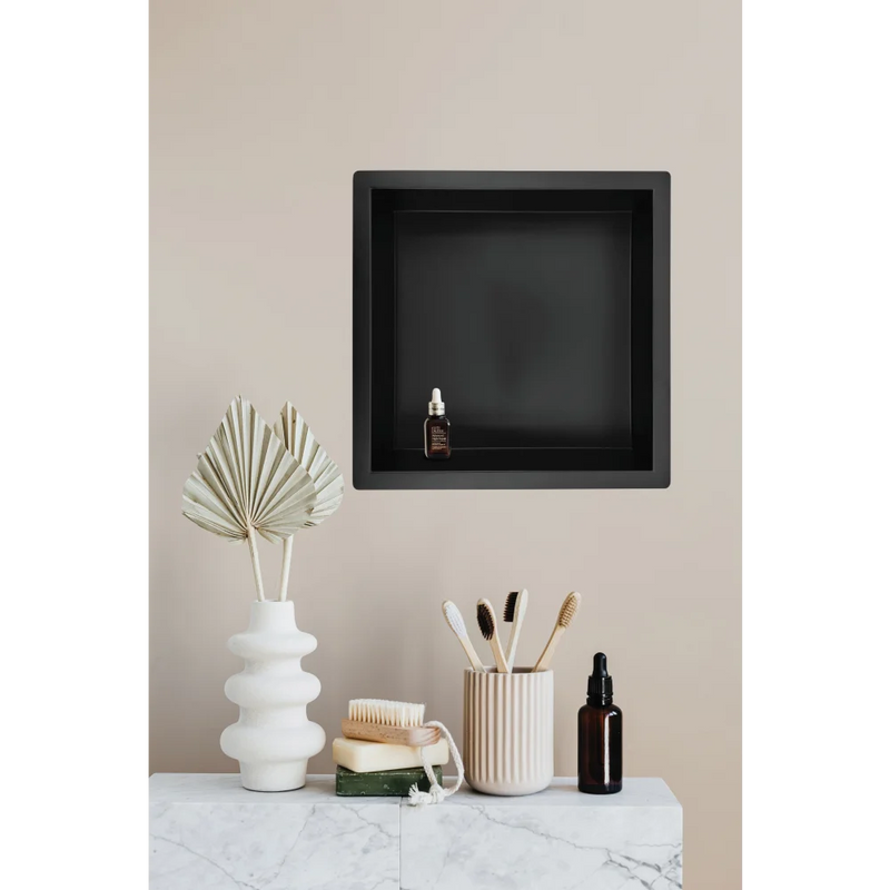 Inbouwnis 30 x 30 x 7 cm RVS mat zwart - Inbouwnissen