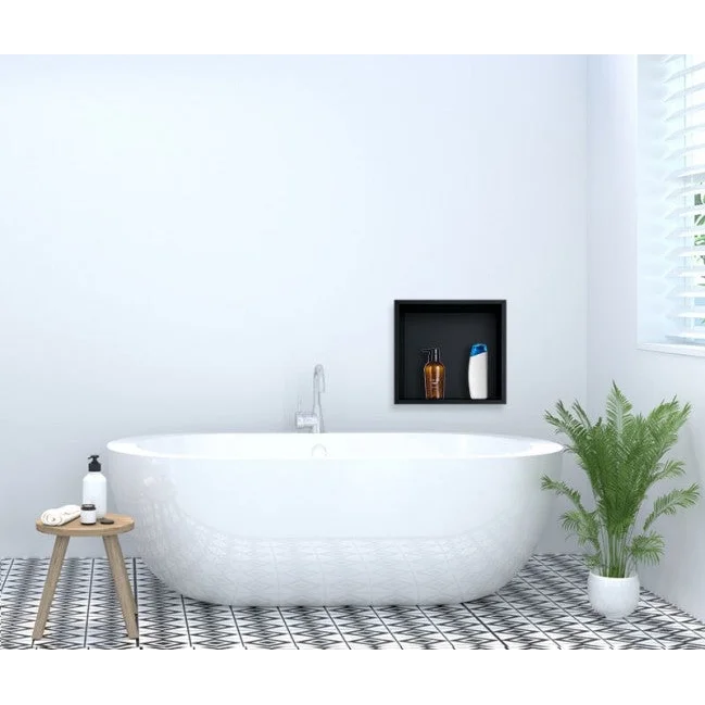 Inbouwnis 30 x 30 x 7 cm RVS mat zwart - Inbouwnissen