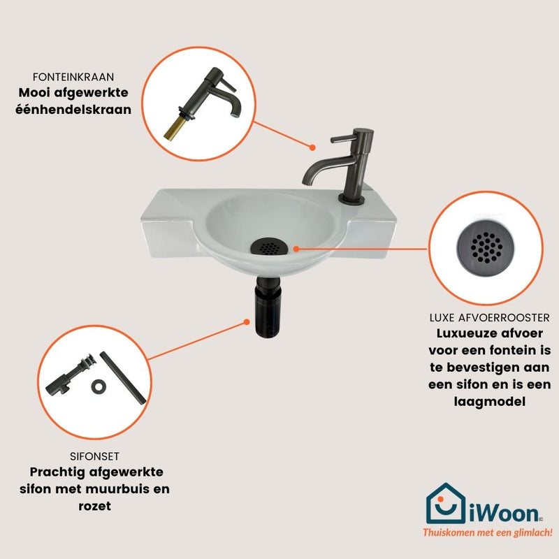 L’Aqua Fonteinkraan met Sifonset Gun metal - Fonteinkranen