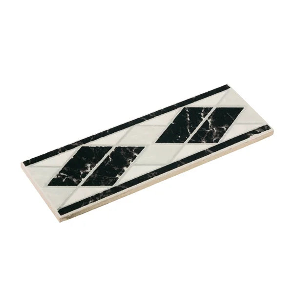 Listello Beatrice Keramiek 7 x 20 cm wit-zwart - Listello